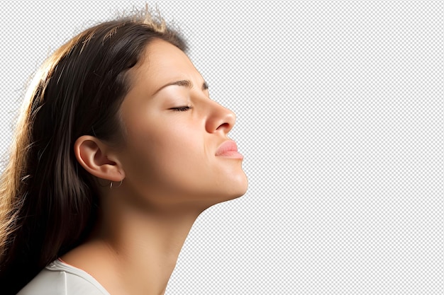 PSD close up photo of woman with closed eyes