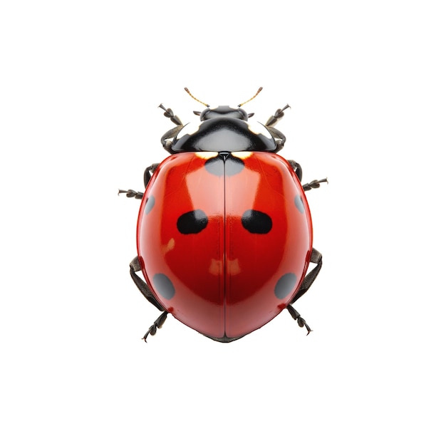 A close-up photograph of a vibrant red ladybug with black spots