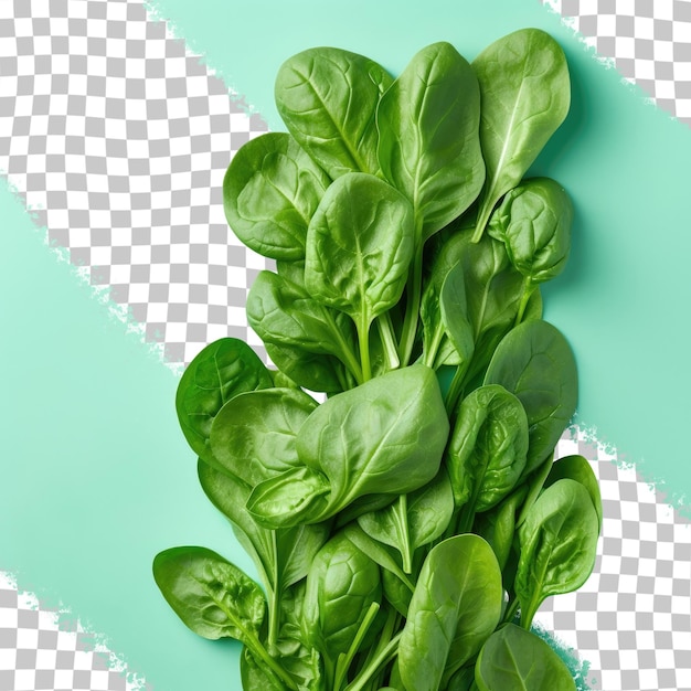 PSD close up photos of fresh spinach transparent background