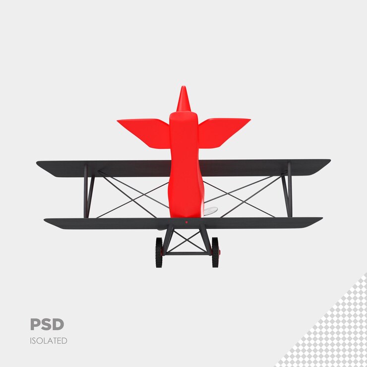 PSD close up on plane 3d isolated premium psd