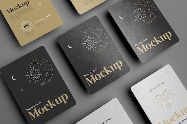 Close up on playing cards mockup