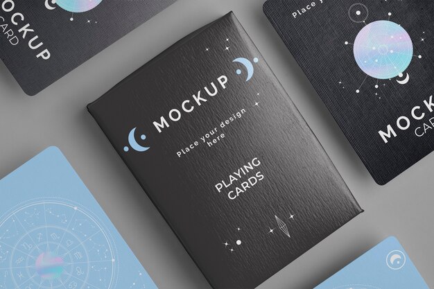 Close up on playing cards mockup