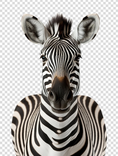 PSD close-up portret van een zebra op een doorzichtige achtergrond