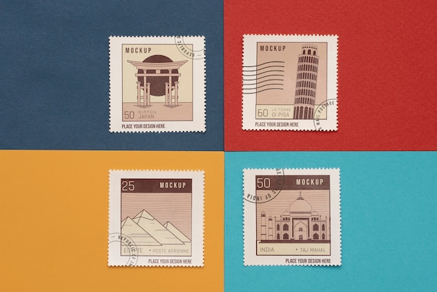 PSD close up on postage stamp mockup