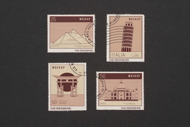 PSD close up on postage stamp mockup