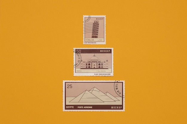 PSD close up on postage stamp mockup