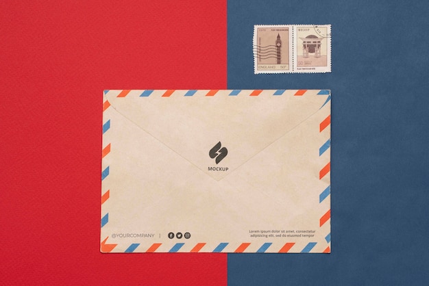 PSD close up on postage stamp mockup