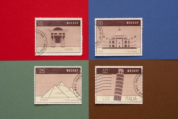 PSD close up on postage stamp mockup