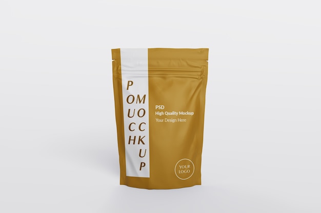 close up on pouch packaging mockup isolated
