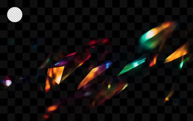 A close up of a rainbow colored diamond on a transparent background