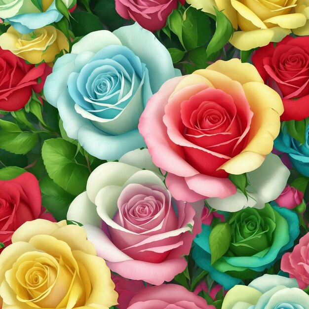 PSD close up of a rainbow rose pattern