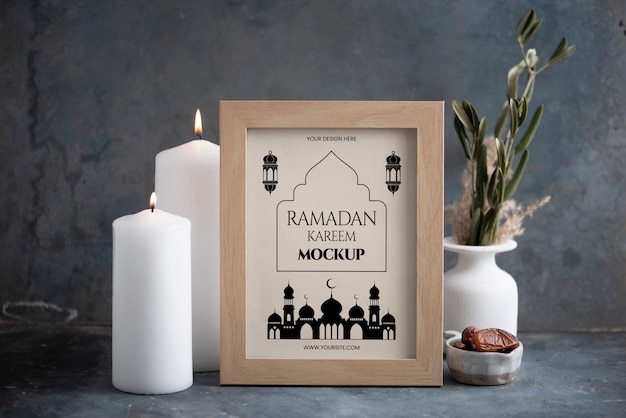 Close up on ramadan frame mockup