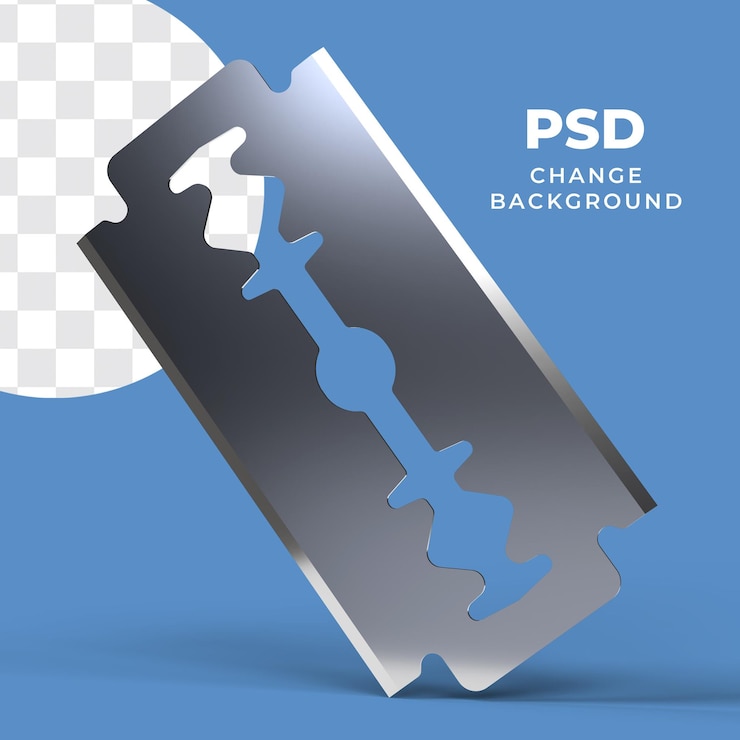 PSD close-up of a razor blade sharpness and precision