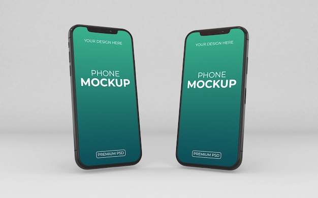 Close up on realistic phone mockup isolated