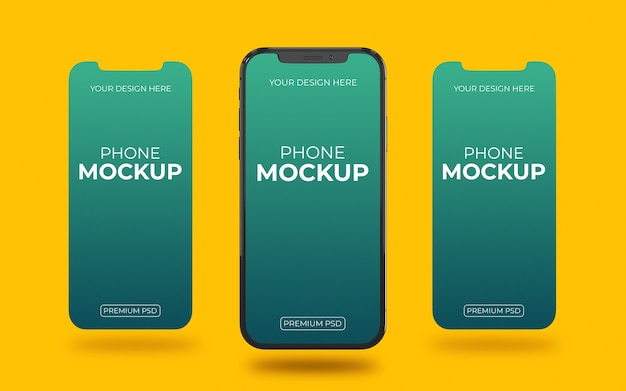 Close up on realistic phone mockup isolated