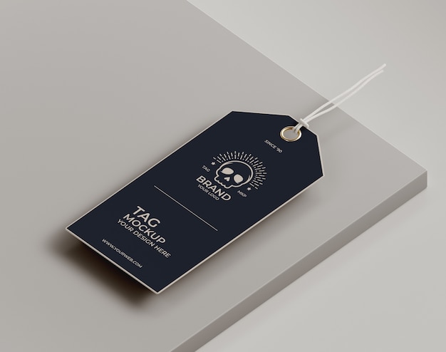 PSD close up on realistic tag mockup