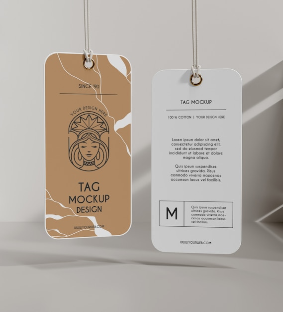 PSD close up on realistic tag mockup