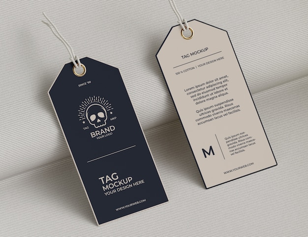 PSD close up on realistic tag mockup