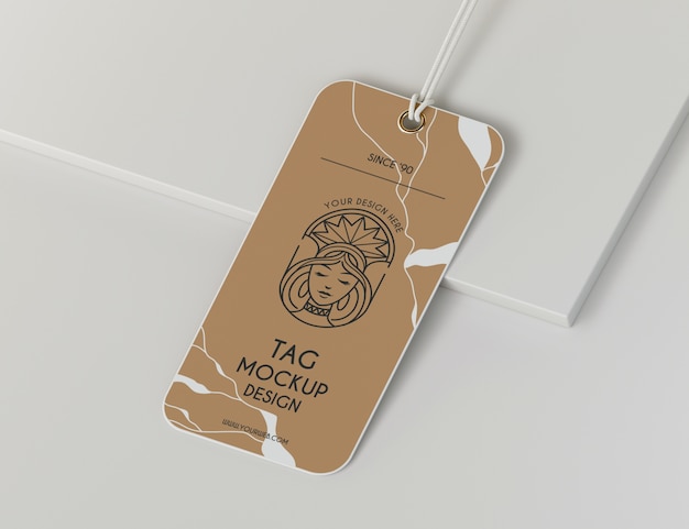 Close up on realistic tag mockup