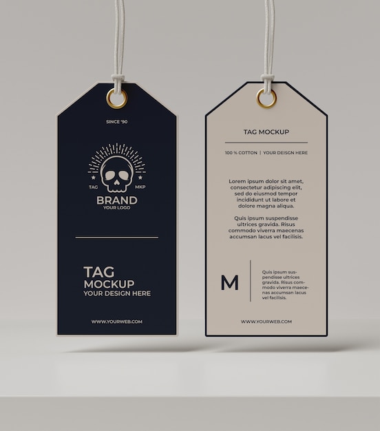 Close up on realistic tag mockup