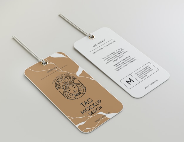 Close up on realistic tag mockup