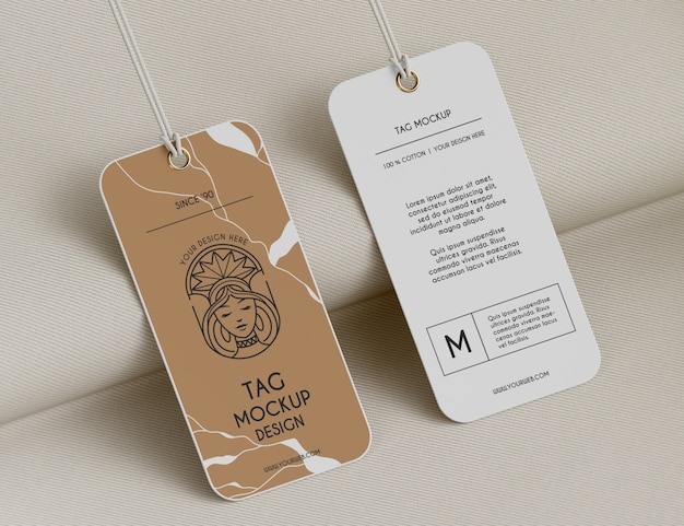 PSD close up on realistic tag mockup