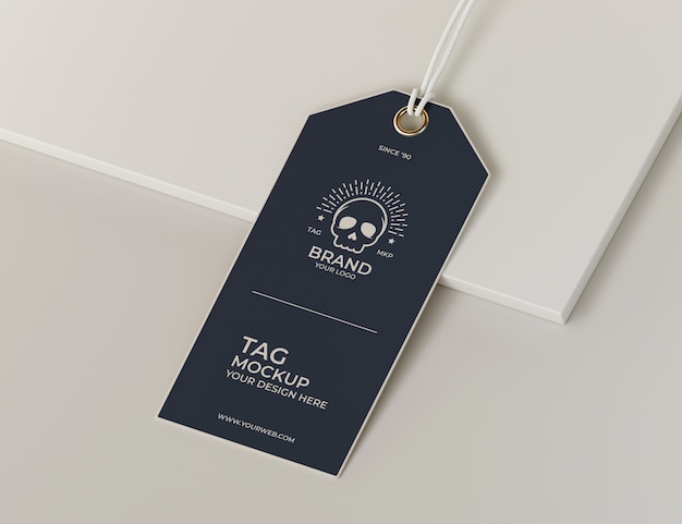 Close up on realistic tag mockup