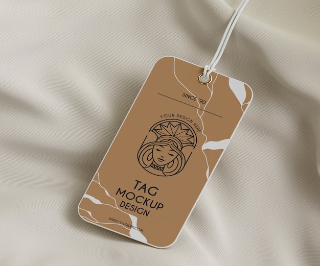 PSD close up on realistic tag mockup