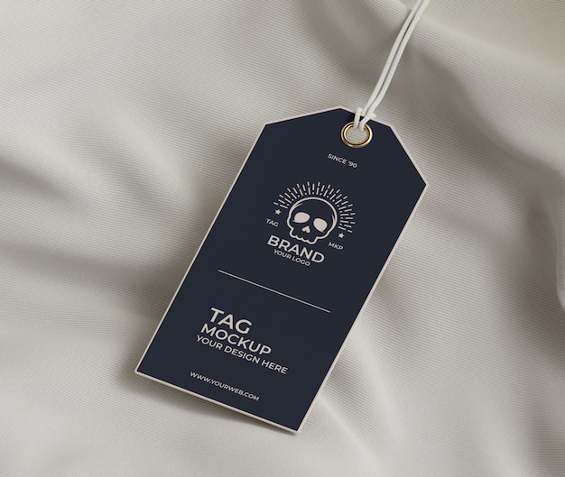 PSD close up on realistic tag mockup