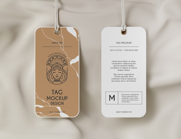 PSD close up on realistic tag mockup