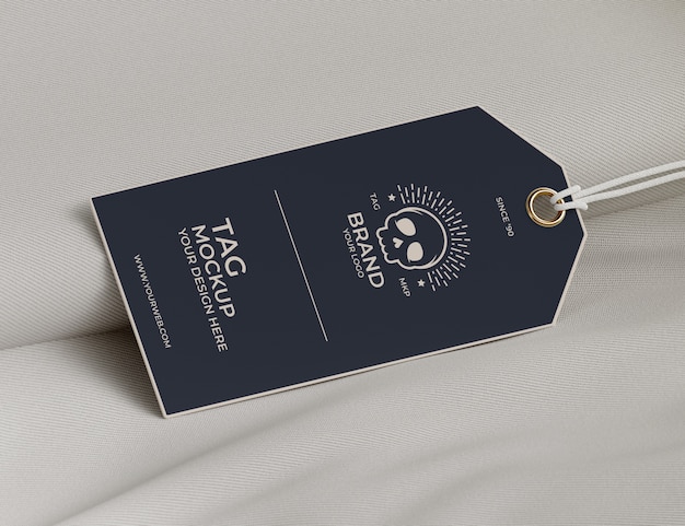 PSD close up on realistic tag mockup