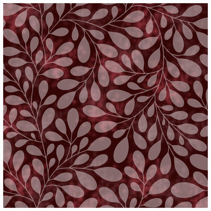 PSD a close up of a red and brown fabric with a pattern of leaves