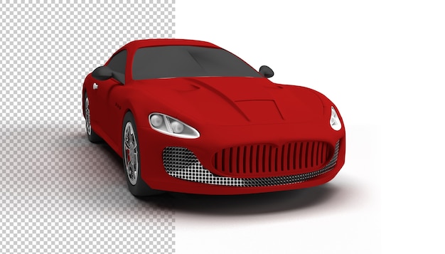 Close up on red car isolated in 3d rendering