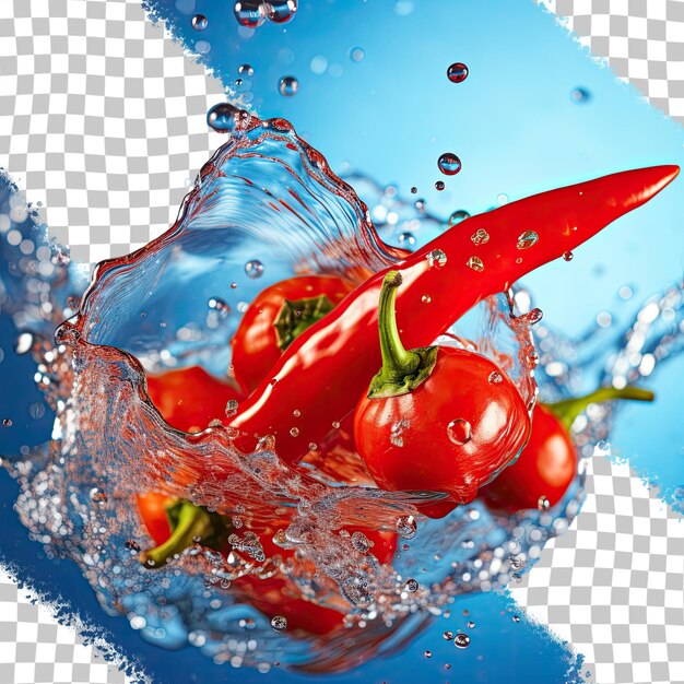 PSD close up of red chilli peppers submerged in water creating a macro image with bubbles