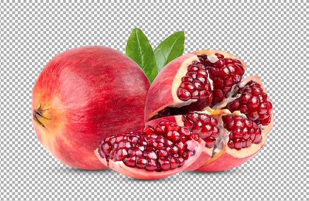 PSD close up on ripe pomegranate fruit isolated
