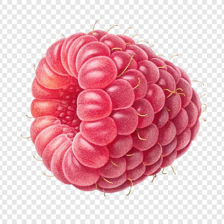 PSD a close-up of a ripe red raspberry
