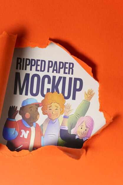 PSD close up on ripped paper mockup