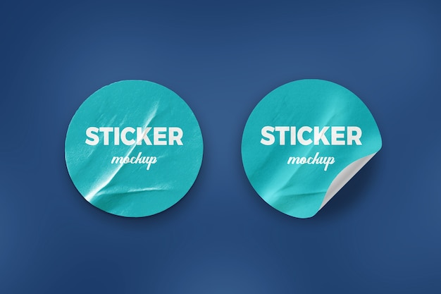 PSD close up on round sticker mockup