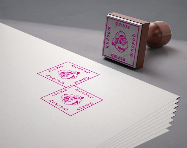 PSD close up on rubber stamp mockup