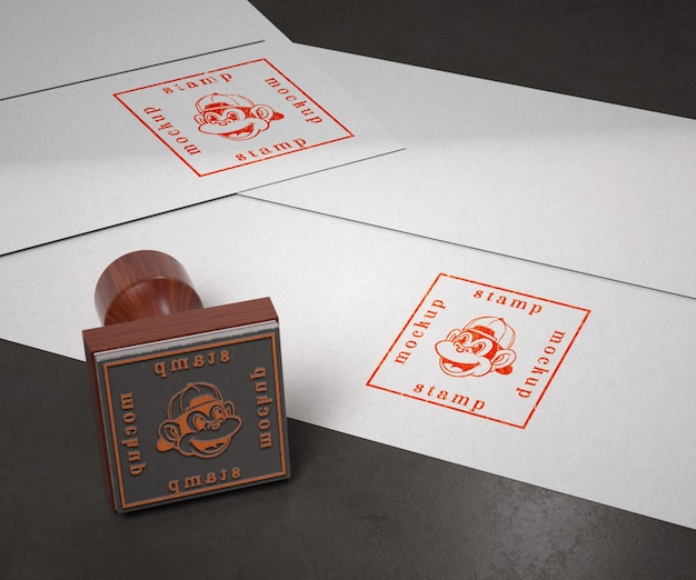 PSD close up on rubber stamp mockup