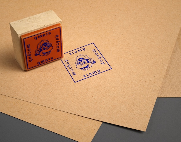 Close up on rubber stamp mockup