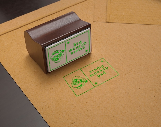 PSD close up on rubber stamp mockup