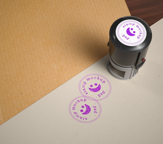 PSD close up on rubber stamp mockup