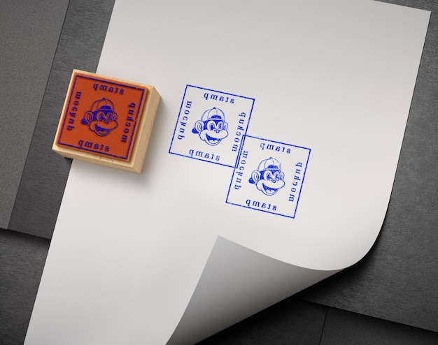 close up on rubber stamp mockup
