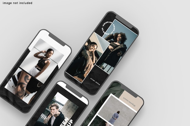 close up on screen phone mockup isolated