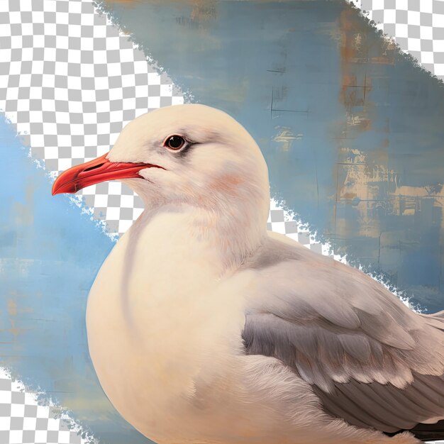 PSD close up of a seagull with a red mouse transparent background