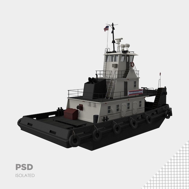 Close up on ship 3d isolated premium psd