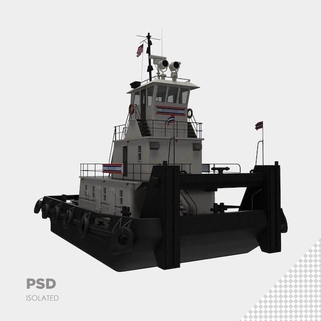 PSD close up on ship 3d isolated premium psd