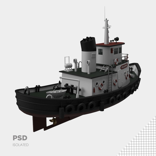 Close up on ship 3d isolated premium psd