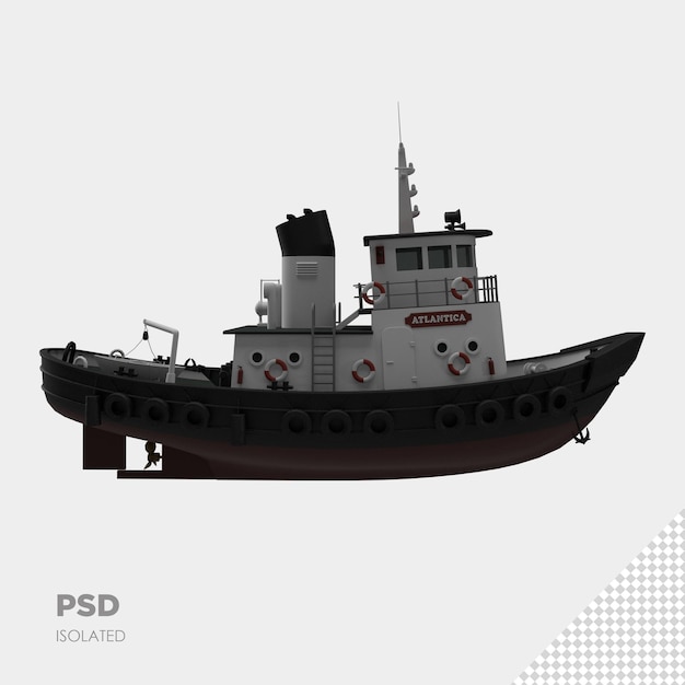 船のクローズアップ3d分離プレミアムpsd